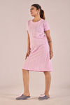 Sweet Moon Knit Cotton Mid Length Nightdress - Millennial Pink — thumbnail 3
